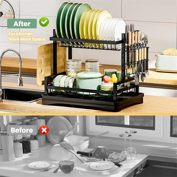 Diskställ, Rostfritt, Platsbesparande Design,svart