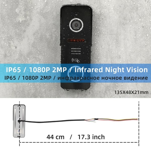 Intercomsystem, WiFi-anslutning, 1080P videokvalitet,10 TUM
