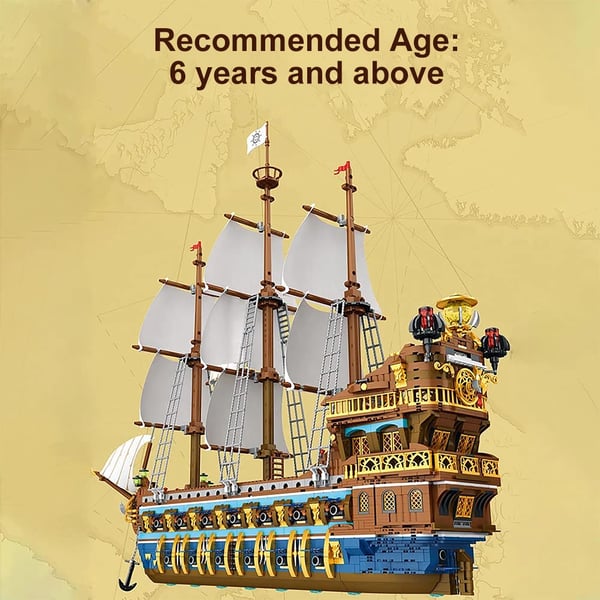 Piratskib Konstruktionssæt Model, 3162 Dele, Kommer med Monteringsvejledning,med instruktion