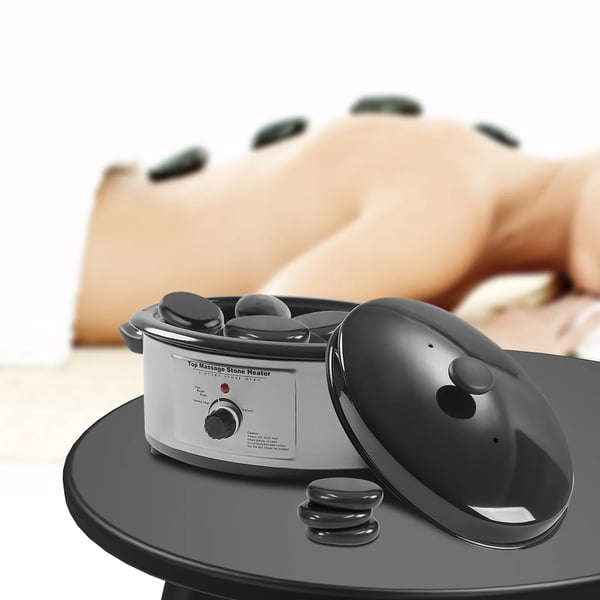 Massage stenvarmer, 6,34 qt kapacitet, holdbart materiale, præcis temperaturkontrol,Lys Grå