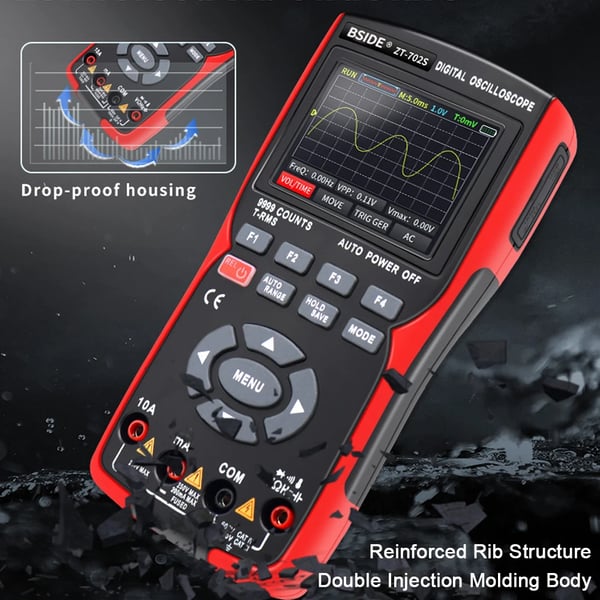 Digital Oscilloskop Multimeter, 2,8 tommer IPS Farve LCD, 10MHz Båndbredde, 48MSa/s Sampling Rate,ZT-702S