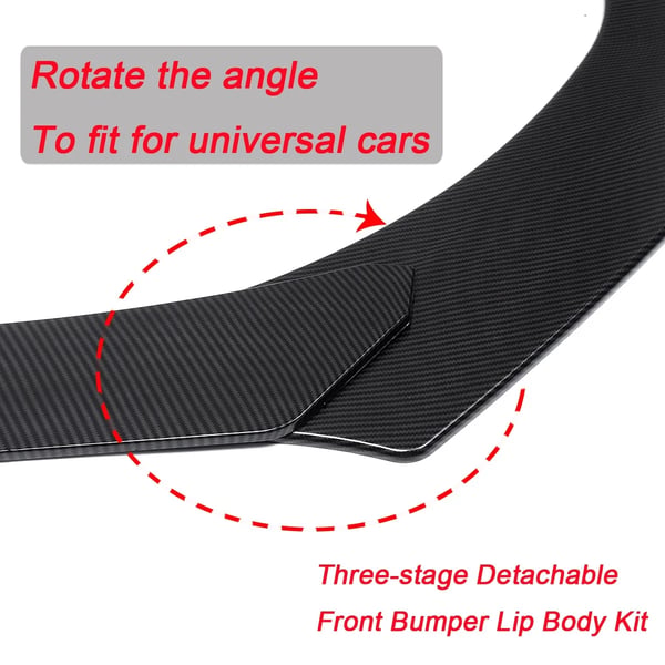 Bil Front Bumper Splitter, Universel Pasform, Nem Installation,Glansfuld Sort