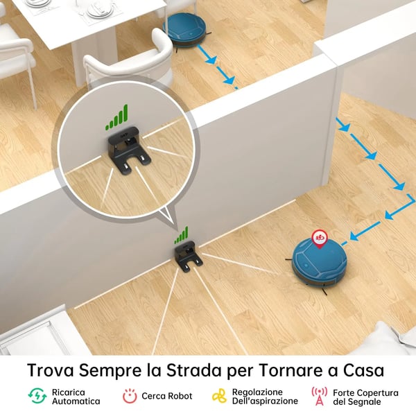 Robotstøvsuger, 3000Pa Sugeevne, Smart Navigation,EU, OKP K2P-EU