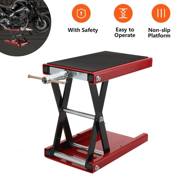 Motorcykel Løft Bord, 500 kg Kapacitet, Løfteområde 95 mm til 350 mm, Solid Stål Konstruktion, Saks Løft Design, Dimensioner 62” x 20” x 5”