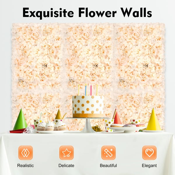 Blomster Vægpanel, Elegant Design, Nem Installation,Svækket Gul