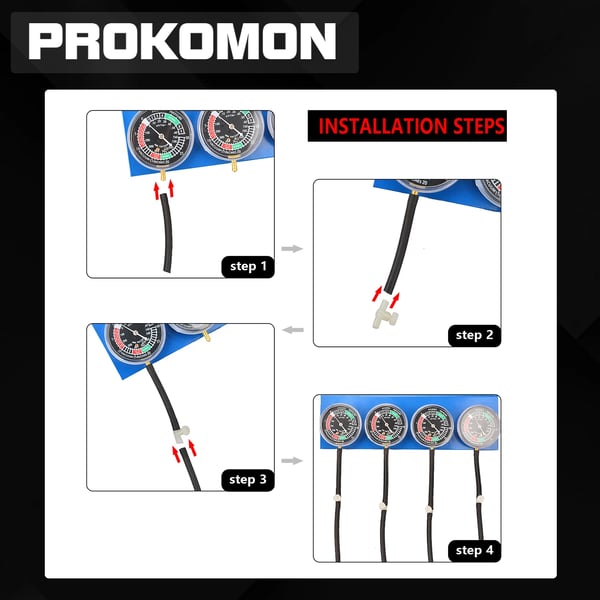 Vakuum Balancer Måler, Plastmateriale, 65mm og 180mm Målerstørrelser, Kompatibel med 2/4 Cylinder Motorcykler, Dæmpningskontrol, Kalibreringskontrol