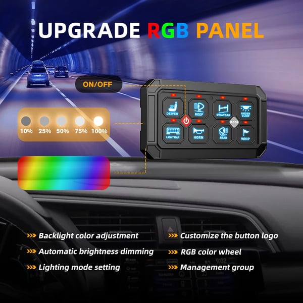 Skiftpanel, 12 Gang, Universel Kompatibilitet,12 Gang RGB