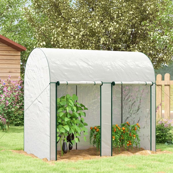 Drivhus, PE Presenning Materiale, 200 x 100 x 178 cm Dimensioner, Egnet til Klatreplanter, Vandtæt Design, 2 Rullende Døre