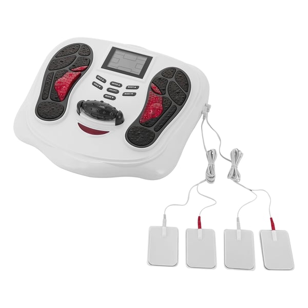 Elektrisk Fodmassageapparat, LED-display, Fjernbetjening, Justerbar Styrke,220V, HVID, EU Stik