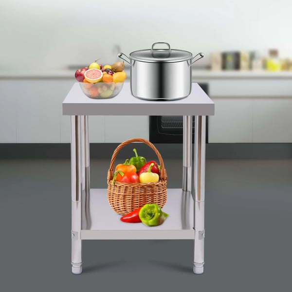 Arbetsbord, Hållbart Rostfritt Stål, Rymlig Förvaringsdesign,Silver