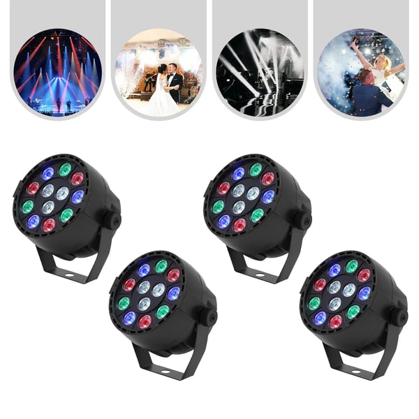 Mini Par Lys, 12W, RGB Farvetemperatur, 90-240V, 15° Scanningsvinkel, 4/8 Kanaler