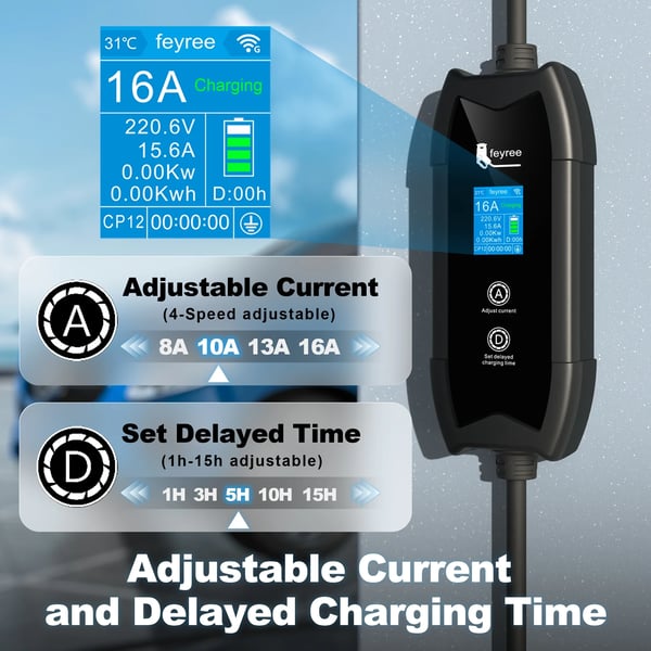 Bærbar EV-lader, Smart APP-kontrol, 3,5KW effekt,Type2