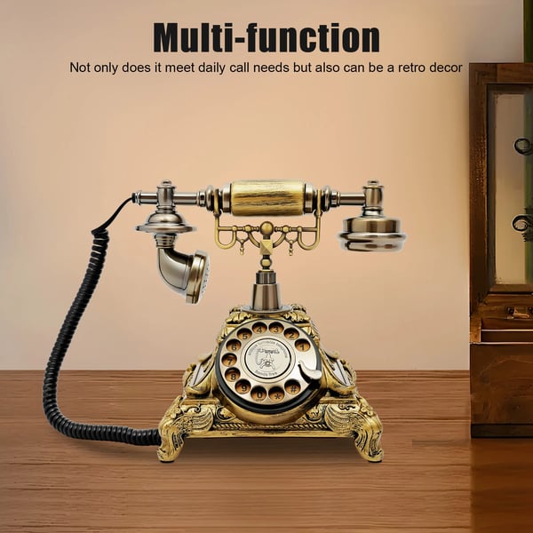 Rotary Telefon, Støjdæmpende Funktion, Elegant Vintage Design,Bronze