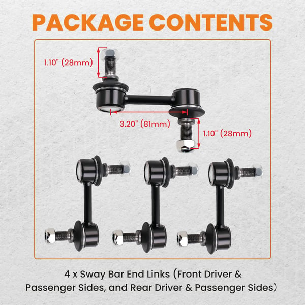 Sway Bar End Links, Kompatible med Corvette C5 C6, Holdbare Erstatningsdele