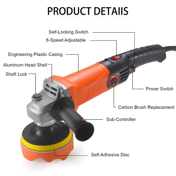 Bilpolerer, 1200W Motor, Justerbar Hastighedskontrol,Bilpolerer