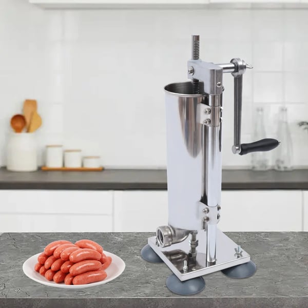 Manuel Pølsefylder, Rustfrit Stål, Vertikalt Design,6 lbs, Sølv