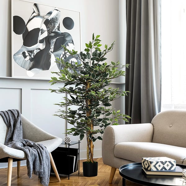 Kunstig Ficus, 130 cm Højde, PE Materiale, Bonsai Stil,Grøn