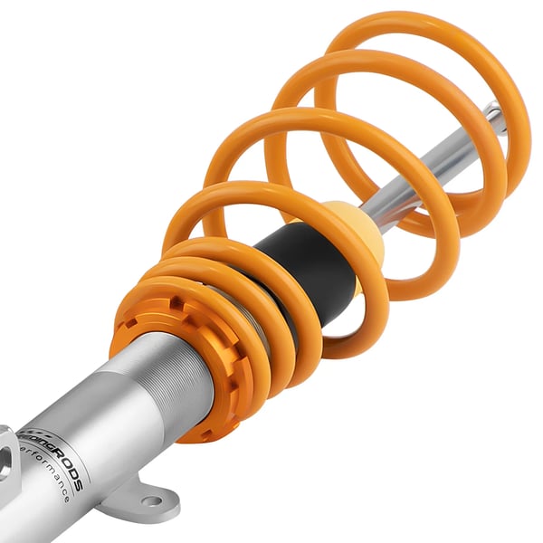 Coilover affjedringskit, justerbar sænkning 0-60mm, forbedrede fjederhastigheder foran 3kg/mm, bagpå 4kg/mm