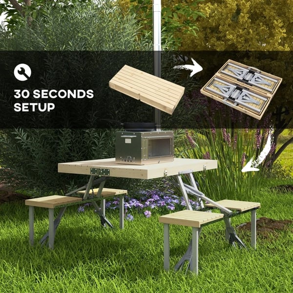 Picnicbord Sæt, Bærbart, Inkluderer Parasolhul,001