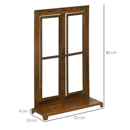 Fönsterkarm, 55 cm längd, 80 cm höjd, järn och rostfritt stål, inomhus/utomhus användning, väderbeständig