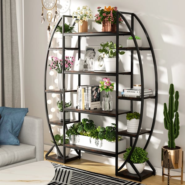Plantebord, Industrielt Design, 5-Lags Opbevaring,Sort og Brun, XL