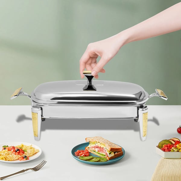Chafing Dish, 2,2L Kapacitet, Stearinlys Opvarmningsmetode,Sølv
