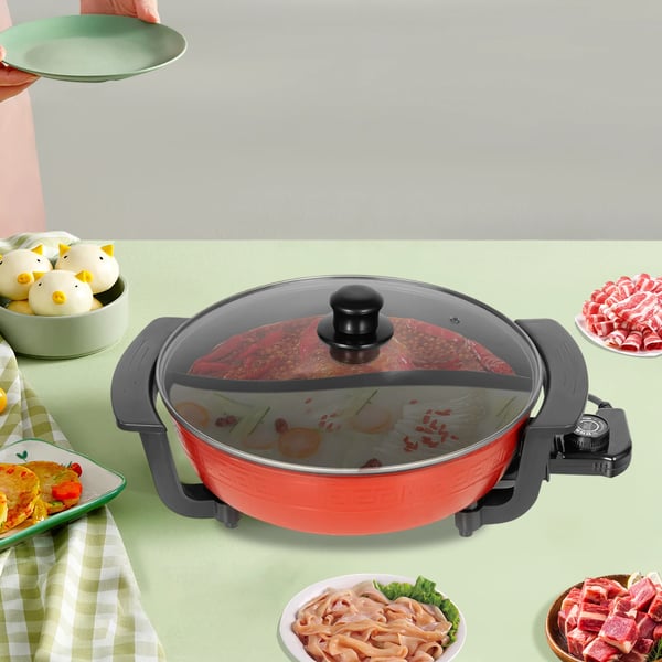 Hot Pot, 6L kapacitet, 5-trins temperaturkontrol,Rød