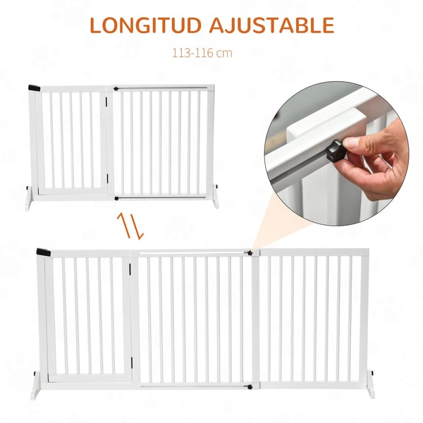 Hundsäkerhetsbarriär, Justerbar Bredd, Robust Konstruktion,Vit, 166x36x71 cm