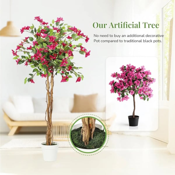 Kunstig Bougainvillea Træ, Realistisk Faux Plante, Ingen Vedligeholdelse,180cm, Pink