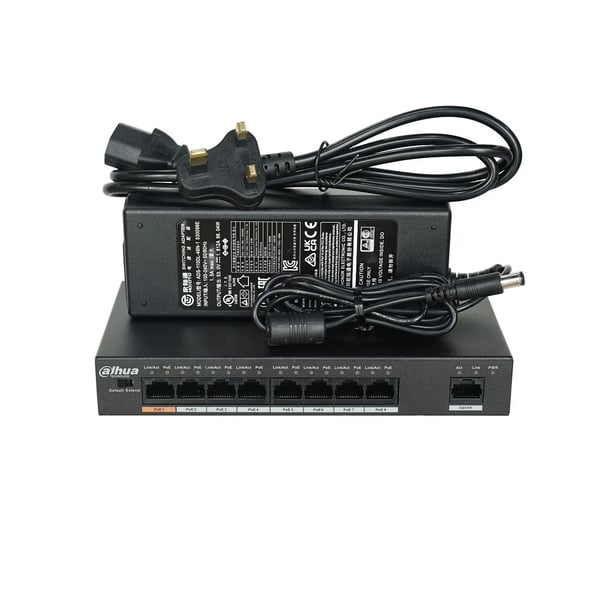 Dahua 8-Port PoE Switch, Høj Effektudgang, Holdbart Design,8-Port PoE