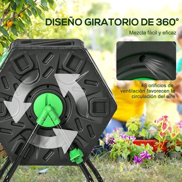 Komposter, 65L kapacitet, 360° roterende design