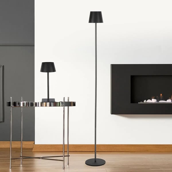 LED Gulvlampe, Berøringskontrol, Genopladeligt Batteri,sort
