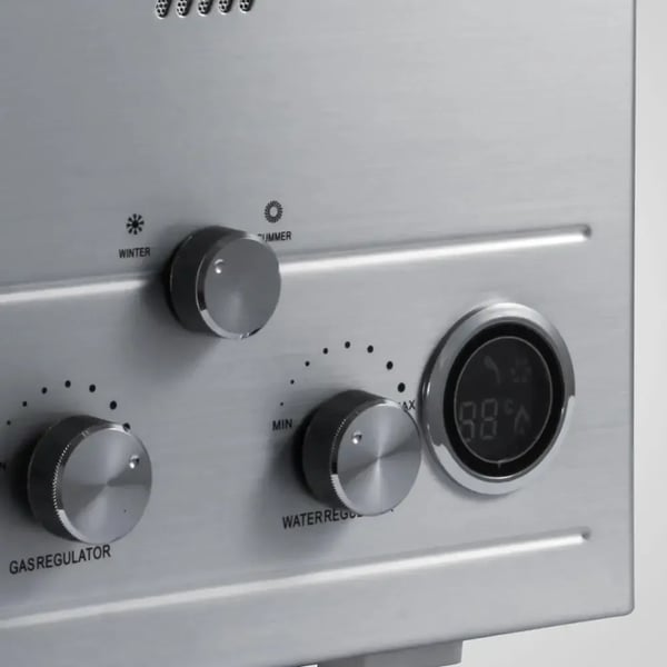 Tankless Vandvarmer, 36 kW Effekt, 18 L/min Varmtvandsudgang, LPG Kompatibilitet, Digital Temperaturvisning, Kompakt Design