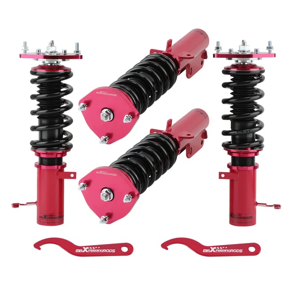 Coilover affjedringskit, justering af forreste højde 306-396mm, justering af bageste højde 341-481mm, fjederhastighed 8 kg/mm foran