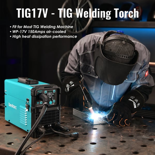 TIG-svejsebrænder, 150Amp luftkølet, 13FT kabel længde, hurtig forbindelse 10-25mm²