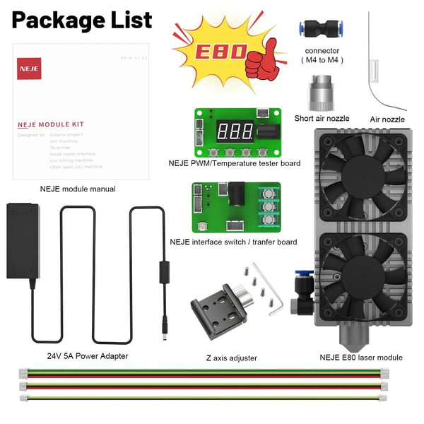 Laser Modul, Hög Effekt, Precision Gravyering,E80 Laser modul
