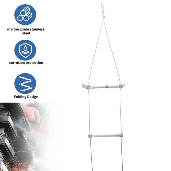 Nødsituation brandstige, 5m længde, 200kg belastningskapacitet, 2,35kg vægt, aluminiumlegering, kompakt design