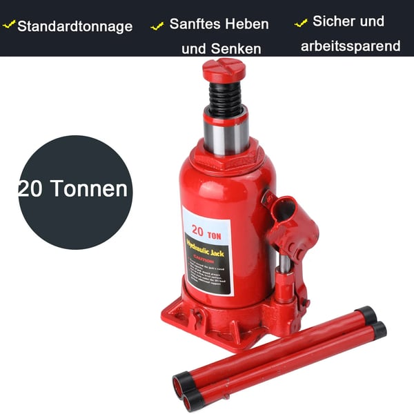 Hydraulisk Jack, 20 tons Kapacitet, Rustfrit Stål Materiale, Minimum Højde 22 cm, Maksimum Højde 41 cm, Vægt 6.3 kg