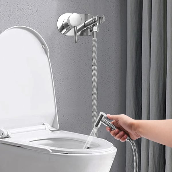 Håndholdt bidet sprøjte, vægmonteret, justerbar vandtemperatur,Lys Grå