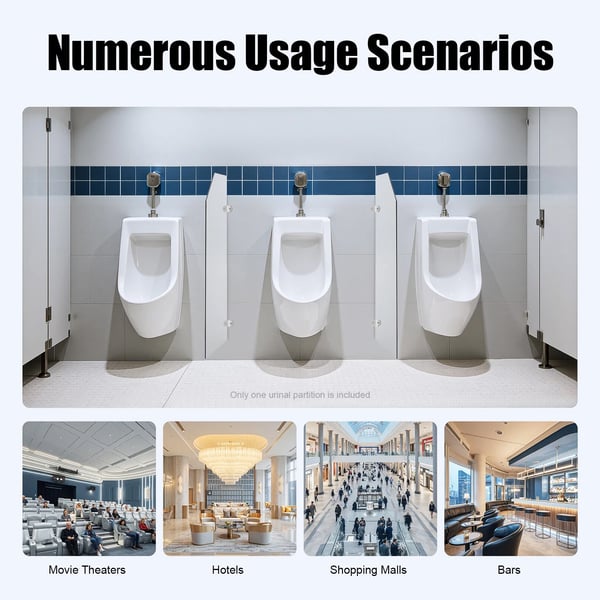 Urinal Divider, Holdbar Vægmonteret Panel, Let at Rengøre,Lys Grå