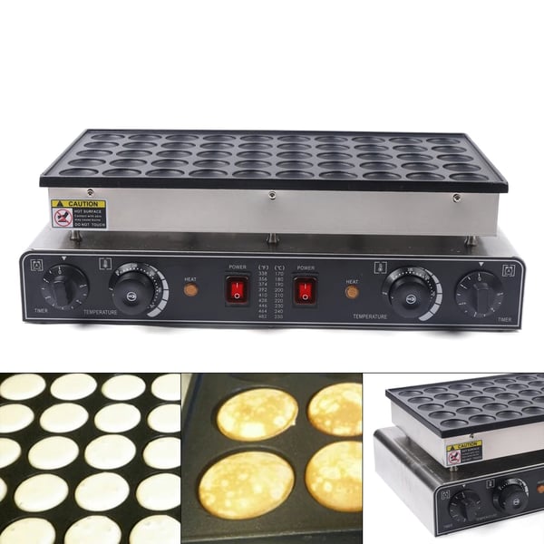 Mini hollandsk pandekagebager, 50 forme, 850W effekt, 54 x 29 x 16,5 cm, temperaturinterval 50-300℃, ledningsbaseret elektrisk