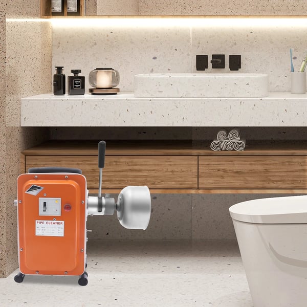 Afløbsrensningsmaskine, 750W motor, nem montering,Appelsin