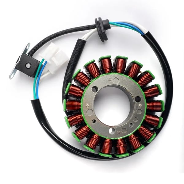 Generator stator spole, Kobberviklinger, 42mm indre diameter, 104mm ydre diameter, 5 ledninger, Varmebestandig op til 200°C