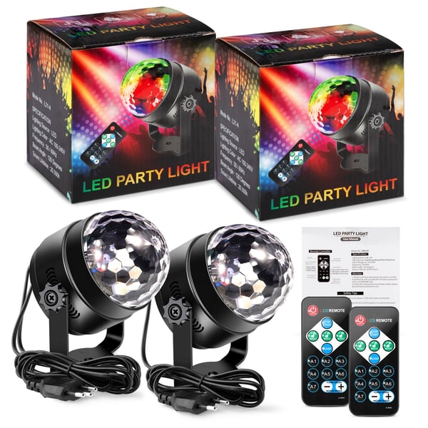 Disco Lys, 6W Effekt, 220V Spænding, 7 Farvekombinationer, 3 Aktiveringsmåder, Bærbart Design