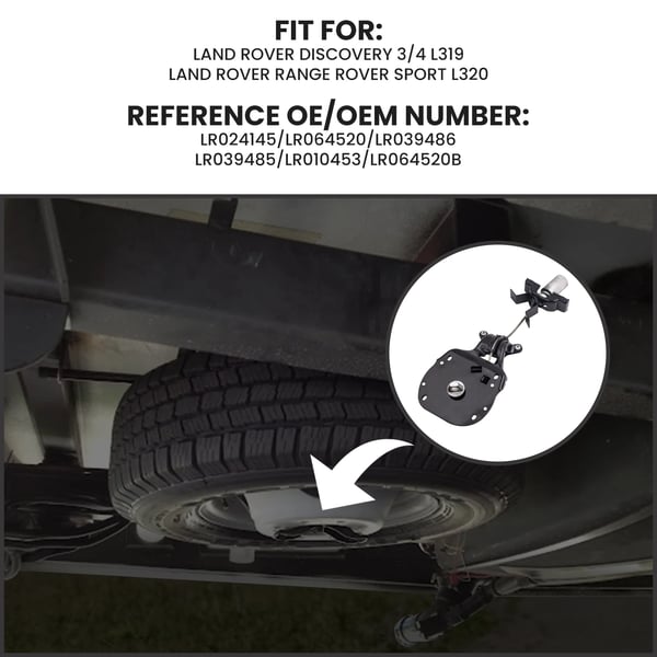 Reservehjulsvinsch, Højtydende Materiale, Varelængde: 45 mm, Varebredde: 45 mm, Varehøjde: 4 mm, Varevægt: 4 kg