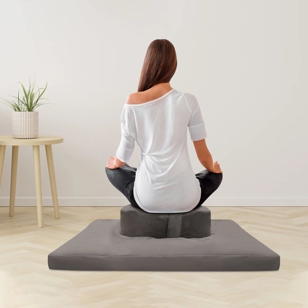 Meditationspude Sæt, Ergonomisk Design, Alsidig til Indendørs/Udendørs Brug,Lys Grå