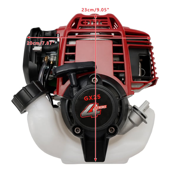 Græstrimmer Motor, 4-takts Motor, 25cc Slagvolumen, 4 HK Effekt, 0,08L Brændstoftank Kapacitet, Returstarter