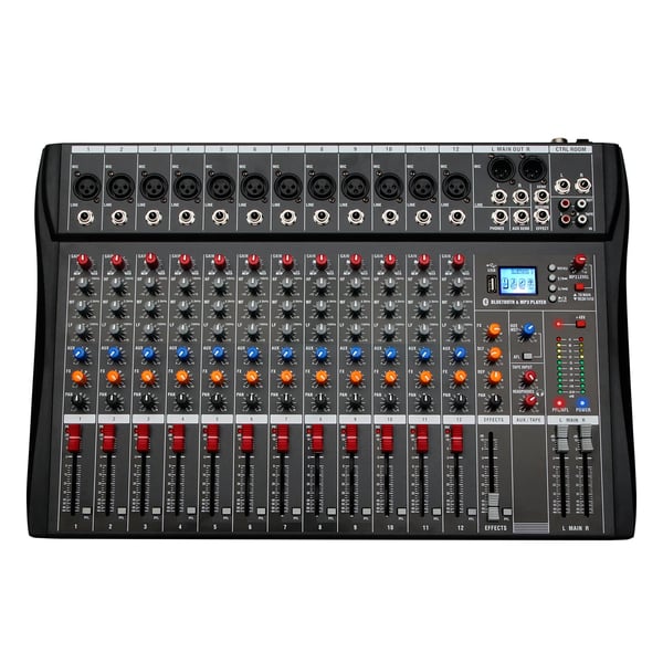 Lydmixer, 12 kanals indgange, USB og MP3-tilslutning,DX12