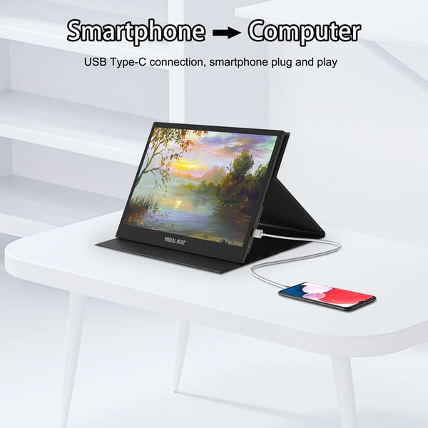 Kosketusnäyttö, FHD 1080P, USB Type-C ja HDMI-yhteensopivuus,Kosketusnäyttö