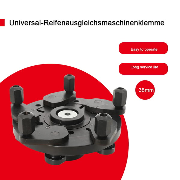 Dækbalanceringsmaskine, 38 mm klemstørrelse, legeringsstålmateriale, universel kompatibilitet, designet til dynamisk balancering, holdbar konstruktion